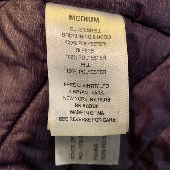 Free Country zip front hooded long sleeve jacket with light “puffer” filling - Picture 7 of 7